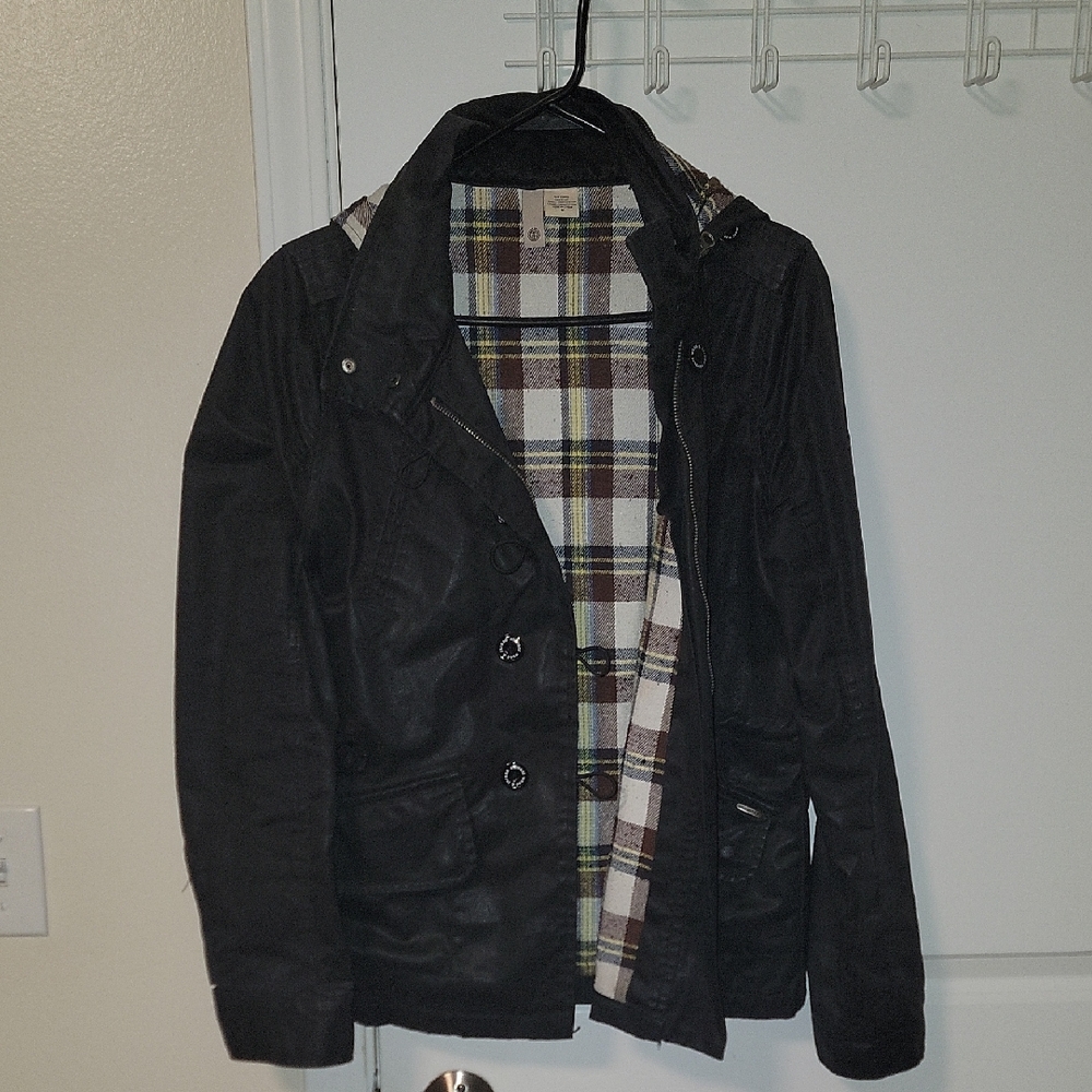Element Black Utility Jacket with Plaid Lining - image 1